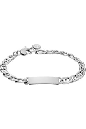 Fossil Drew JF04823040 Bracelet unisexe en acier inoxydable avec plaque gravée, Eine Grösse, Acier inoxydable, Pas de gemme