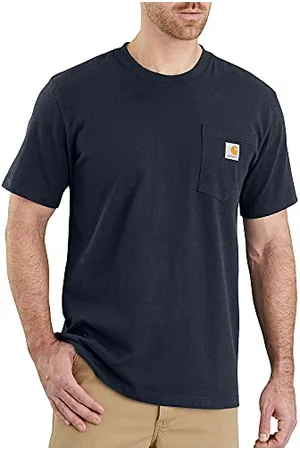 Carhartt K87 T-shirt à Manches Courtes Épais avec Poche Coupe Décontractée Homme, Bleu marine, L