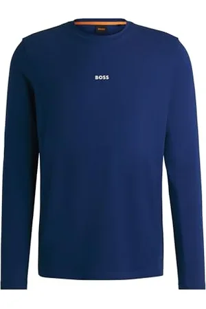 HUGO BOSS Hommes TChark T-Shirt en Coton Stretch à Manches Longues et Logo imprimé