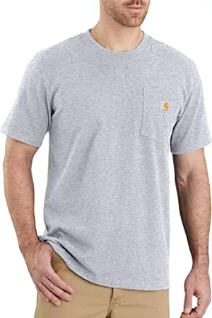 Carhartt K87 T-shirt à Manches Courtes Épais avec Poche Coupe Décontractée Homme, Gris chiné, XXL