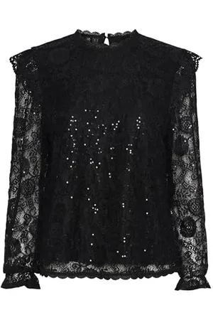 Pieces® Pcolline Ls Lace Sequins Top Noos Chemisier à Manches Longues, , S Femmes