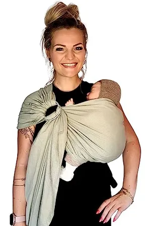 Hoppediz Ring-Sling, Porte-bébé pour les Nouveau-nés et Bébés, Écharpe de portage avec deux anneaux en aluminium, 0-36 mois, 3-20 kg