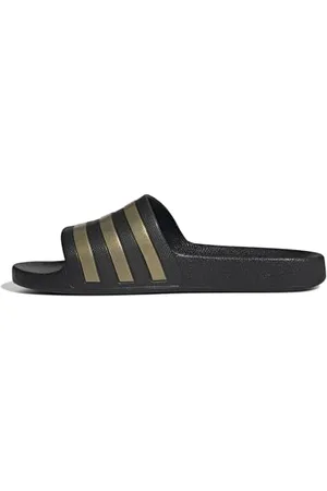 adidas Mixte Adilette Aqua Slides, Core Black / Gold Metallic / Core Black, 39 EU