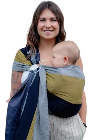 Hoppediz Ring-Sling, Porte-bébé pour les Nouveau-nés et Bébés, Écharpe de portage avec deux anneaux en aluminium, 0-36 mois, 3-20 kg