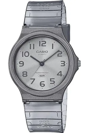 Casio Montre Quartz Unisexe 35.00mm avec Cadran Blanc analogique et Bracelet en Plastic/Resin Bracelet Gris MQ-24S-8BEF