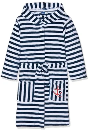 Playshoes Mixte enfant en Molleton Maritim Peignoir, Bleu (Marine/Weiß 171), 98-104 EU