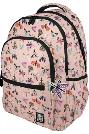 Grafoplas | Sac à dos scolaire à trois compartiments | 33 x 46 x 22,5 cm | Zone rembourrée pour ordinateur portable | Modèle Roomy | Design papillon | Bits&Bobs Pop Up Design | Parfait pour le