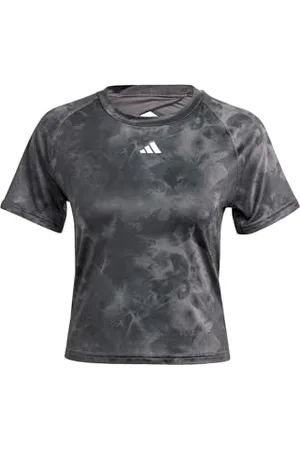 adidas Femme Train Essentials AOP Flower Tie-Dye Tee, Grey Five/Carbon, XXL