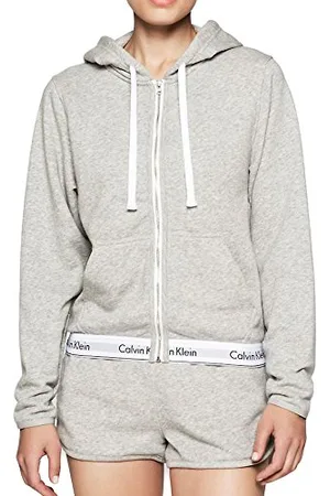 Calvin Klein Top Hoodie Full Zip Sweat-Shirt à Capuche Femme, (Grey Heather 020) , Taille unique (Taille fabricant: Medium)