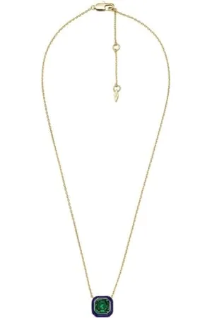 Fossil Collier pour femme Candy Jewels pierre de verre émaillée bleu vert, JA7201710