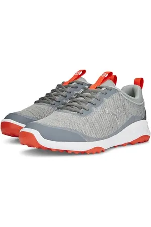 PUMA Homme Fusion Pro Chaussure de Golf, Cool Mid Gray Silver Red Blast, 40.5 EU