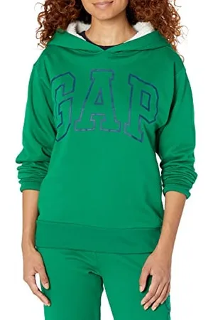 GAP Logo V Sherpa doublé HD Opp Sweatshirt à Capuche, Vert Vacances, Large Femme