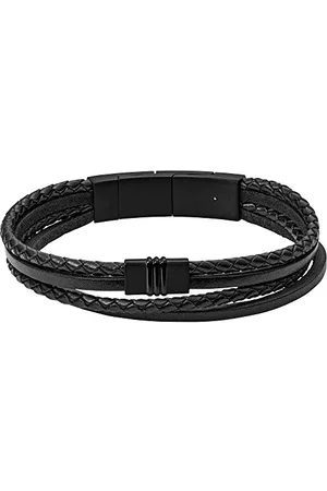 Fossil Bracelet Pour Hommes Vintage Casual, Longueur Intérieure : 175mm - 190mm Bracelet Noir En Acier Inoxydable, JF03098001