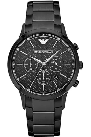 Emporio Armani Montre pour homme, mouvement chronographe à quartz, boîtier en acier inoxydable de 43 mm avec bracelet en acier inoxydable, AR2485