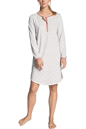 Calida Chemise de Nuit Manches Longues Sweet Dreams 100% Coton Interlock(Rose Bud)