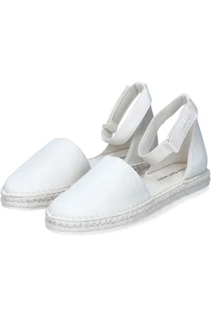 Calvin Klein Jeans Espadrilles Femme Ankle Chaussures en Toile, Blanc (Creamy White/Bright White), 39