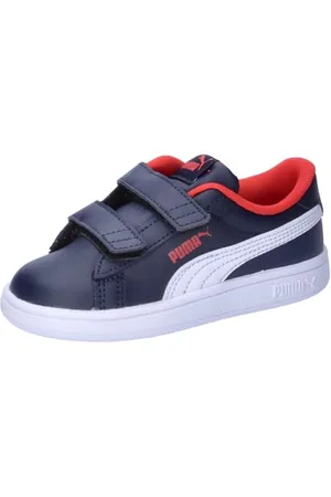 PUMA Unisex Baskets Smash 3.0 Leather V Bébé, Navy-White-For All Time Red, 21 EU