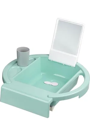 Rotho babydesign Lavabo pour Enfants Kiddy Wash, À fixer sur le bord de la baignoire, 38,7 x 38,2 x 10 cm, (Vert Menthe), 20034 0313 01