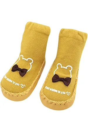 DEBAIJIA Mixte bébé Shoes Plate-Forme, Tls01 Nœud Jaune, 17 EU