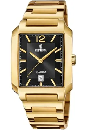 Festina Montre pour Homme F20678/4 on The Square Boîtier en Acier Inoxydable Doré Bracelet en Acier Inoxydable Doré