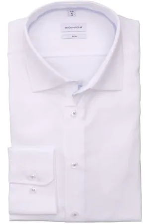 Seidensticker Chemise business pour homme - Coupe slim - Infroissable - Col Kent - Manches longues - Patch - 100 % coton