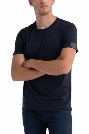Replay T-shirt à manches courtes et col rond pour hommes, bleu nuit 576 (bleu), S