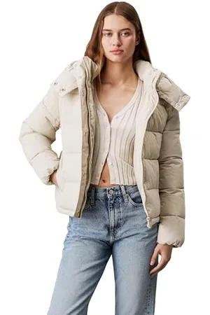 Calvin Klein Jeans Femme MATTE MONOLOGO ND SHORT PUFFER J20J224119, Grey (Pelican), L
