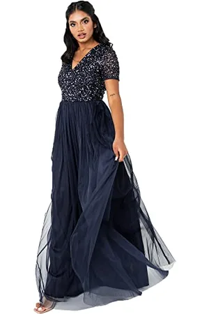 Maya Deluxe Maya Berry Embellished Halter Neck Maxi Dress Robe de Demoiselle d