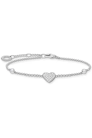 Thomas Sabo Bracelet cœur avec pierres en argent sterling 925 - Longueur : 16-19 cm, 16,00-19,00 cm, Argent sterling, Non applicable