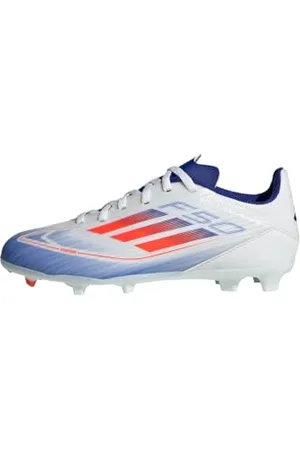 adidas F50 League Football Boots Firm Ground Chaussures, Cloud White/Solar Red/Lucid Blue, 28 EU