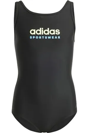 adidas Fille Sportswear U-Back Swimsuit Kids, Black/Green Spark, 9-10 Years