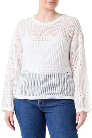 VILA Vijiffy Haut en Tricot à col Rond Ouvert L/S Pull, , M Femme