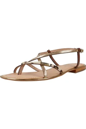Les Tropéziennes par M Belarbi Femme Monaco Chaussures Ville Entre-Doigt, Leopard-Or, 41 EU