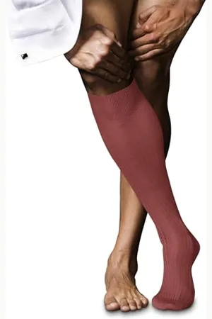 Falke No. 10 M KH coton unies 1 paire, Chaussettes longues Homme, Rouge (Lobster 8862), 43-44