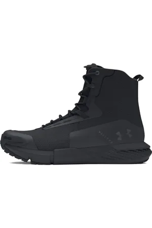 Under Armour UA Charged Valsetz Bottes tactiques pour hommes, chaussures de randonnée confortables, noir/noir/gris