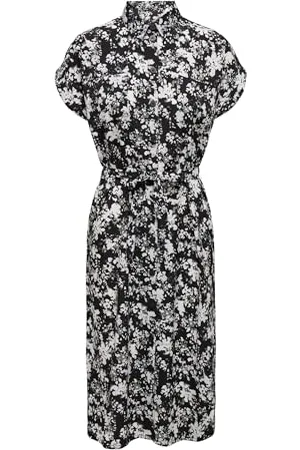 ONLY Onlhannover S/S Shirt Dress Noos WVN Robe Chemise, Noir/AOP : Laurel Wreath Flower, 34 Femme
