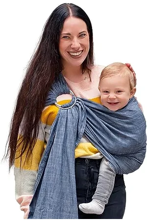Hoppediz Ring-Sling, Porte-bébé pour les Nouveau-nés et Bébés, Écharpe de portage avec deux anneaux en aluminium, 0-36 mois, 3-20 kg, Popeline