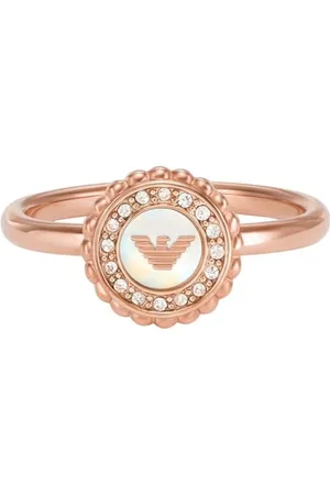 Emporio Armani Bague à centre nacré en acier inoxydable et or rose pour femme, EGS30202216.5
