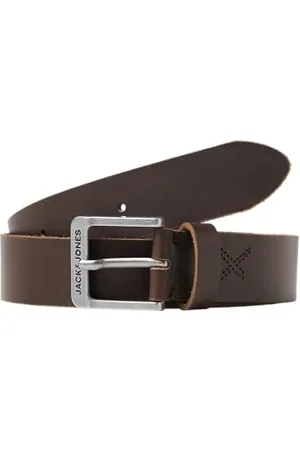 JACK & JONES Ceinture en Cuir véritable décontractée Ceinture en Cuir Classique avec Perforations JACROCK, Couleurs: , Size:90