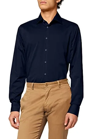 Seidensticker Chemise business homme - coupe ajustée - sans repassage - col Kent - manches longues - 100 % coton