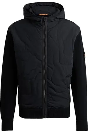 HUGO BOSS Hommes Kalbero Veste matelassée à la Coupe décontractée en mélange de matières