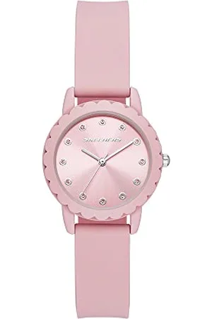 Skechers Montre pour femmes Anaheim, mouvement à trois aiguilles, boîtier en alliage rose de 30 mm avec bracelet en silicone, SR6234
