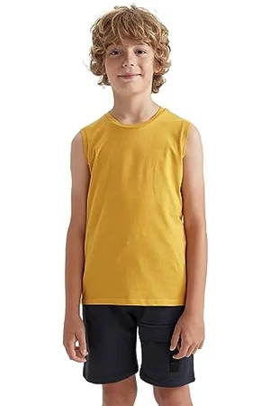 DeFacto B0669a8 T-Shirt, Yellow, 5-6 Ans Garçon