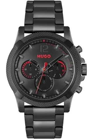 HUGO BOSS Montre Analogique Multifunction à Quartz pour Homme avec Bracelet en Acier Inoxydable Noir - 1530296