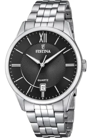 Festina Montre Classics Noir, Bracelet en Acier, Homme