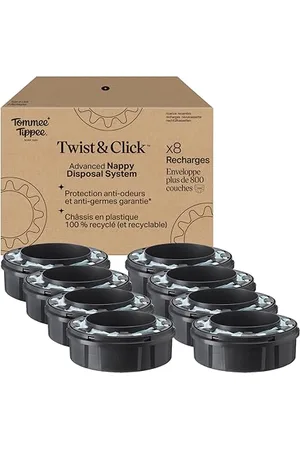 tommee tippee Recharges Originales pour Poubelle à couches Twist & Click, Lot exclusif de 8, Recharge rapide et Pack économique (l