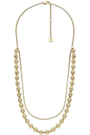 Fossil Collier de perles All Stacked Up en acier inoxydable doré pour femme, JA7248710