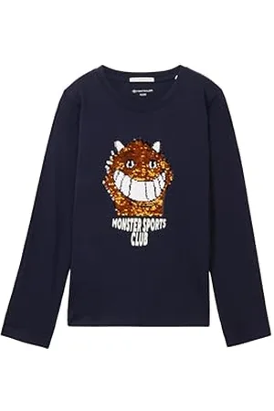 TOM TAILOR 1037534 T-Shirt à Manches Longues pour Enfant, 10668 – Sky Captain Blue, 128/134 cm Garçon
