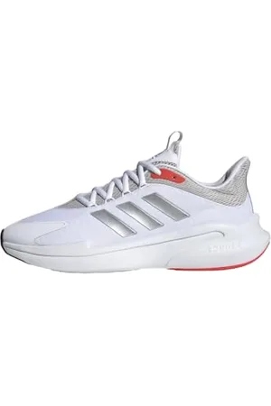 adidas Homme AlphaEdge + Shoes Chaussures de Course, White/Silver Metallic/Bright Red, 45 1/3 EU