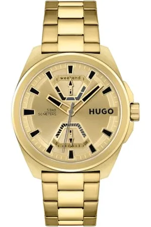 HUGO BOSS Montre Analogique Multifunction à Quartz pour Homme Collection #Expose avec Bracelet en Acier Inoxydable de Couleur Dorée - 1530243
